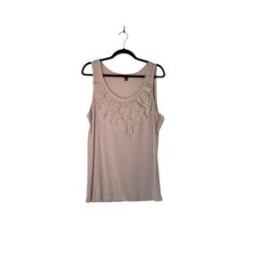Anne Taylor‎ Soft Gray Sleevless Ruffle Front Tank